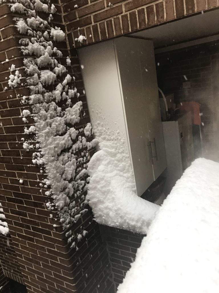 Samuel Perez' heat pump during the snow storm.