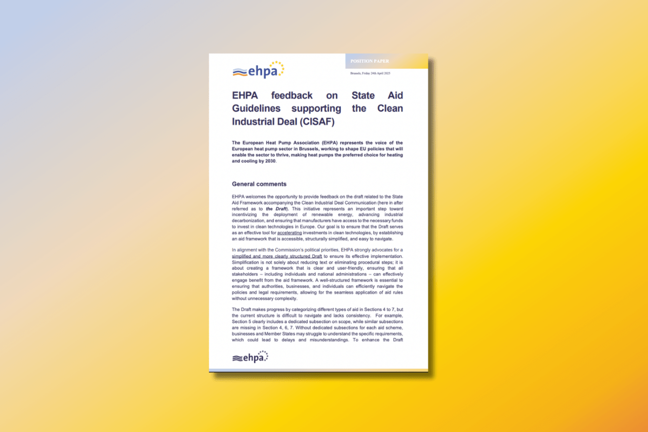 EHPA feedback on State Aid Guidelines supporting the Clean Industrial Deal
